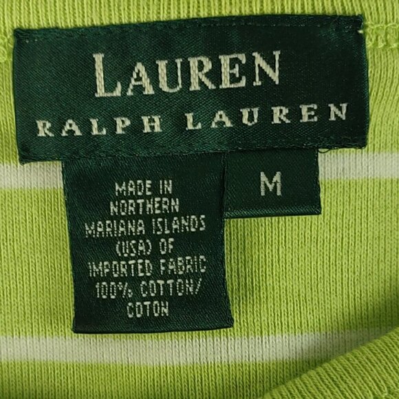 Lauren Ralph Lauren Womens 100% Cotton Green White Striped Midi Dress Size M - Picture 9 of 10